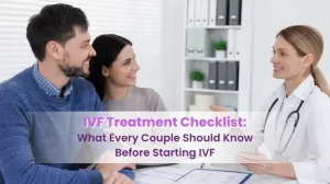 Couple consulting fertility specialist